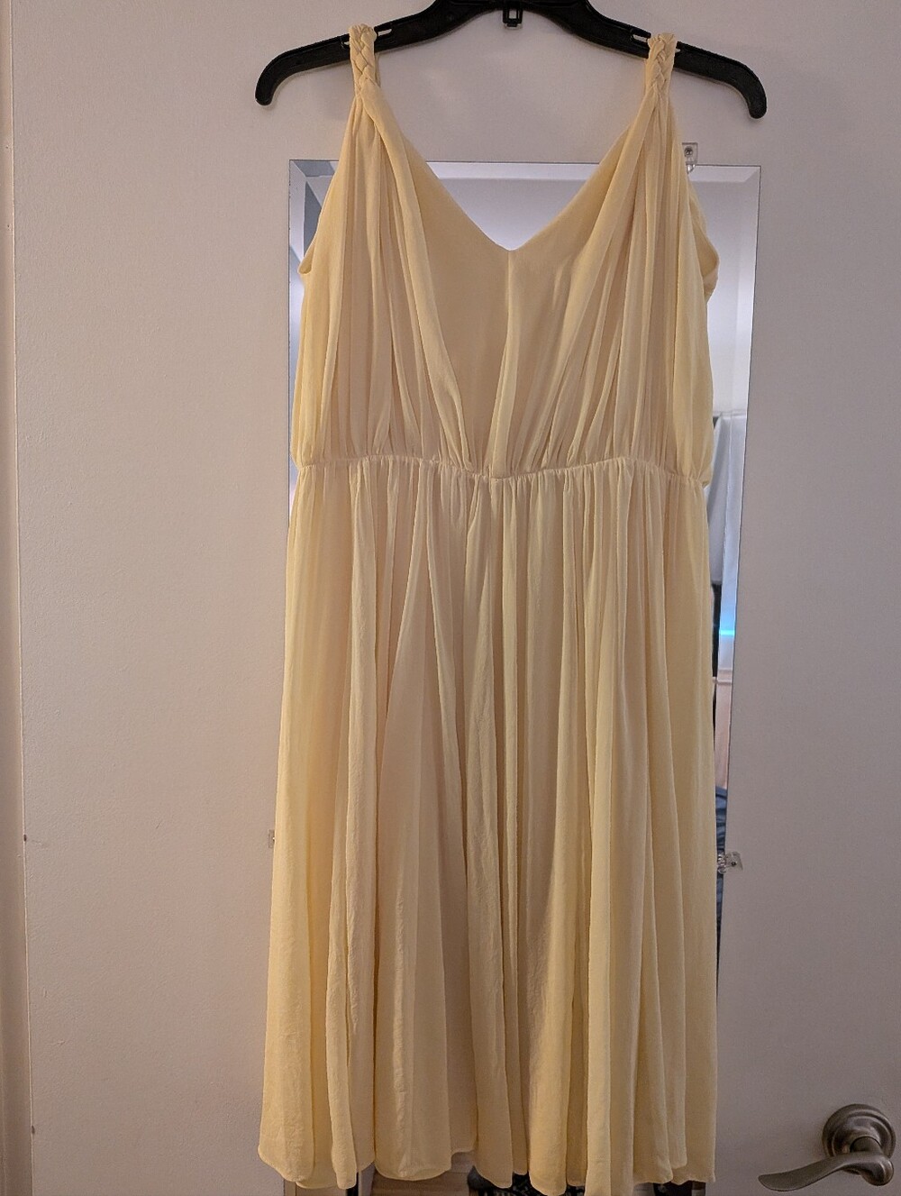 HILFIGER COLLECTION Silk Blend Midi Dress Italian Butter Yellow Braided Straps
